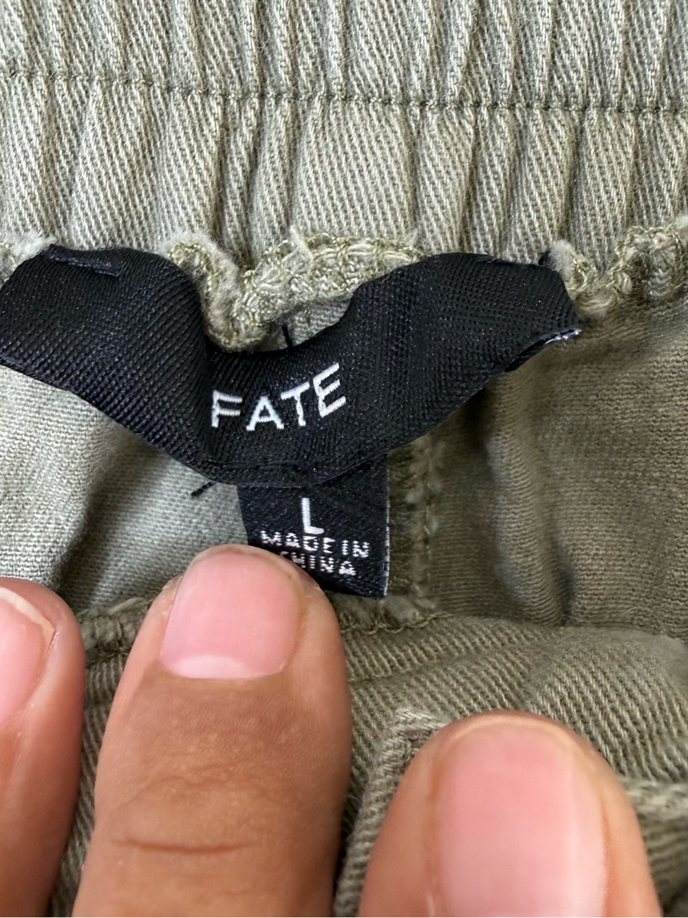 FATE Olive Green Utility Cargo Jogger Pants Cotton Stretch Size L - Picture 4 of 7